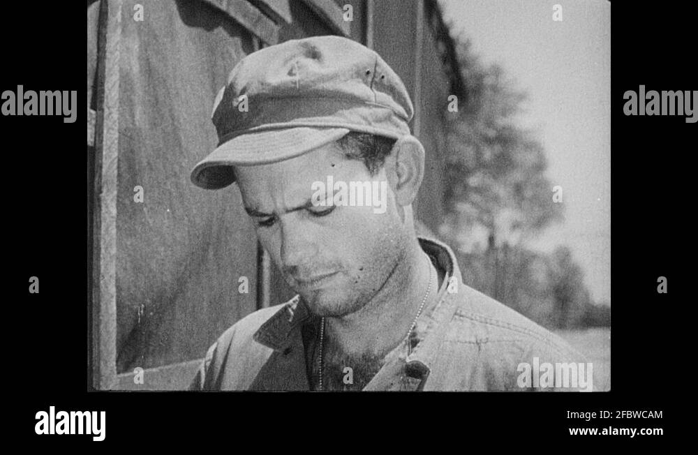 1950s UNITED STATES Soldier Makes Mould Of Key For Padlock Stock 
