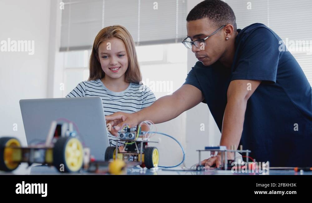 Student teacher computer middle school Stock Videos & Footage HD and