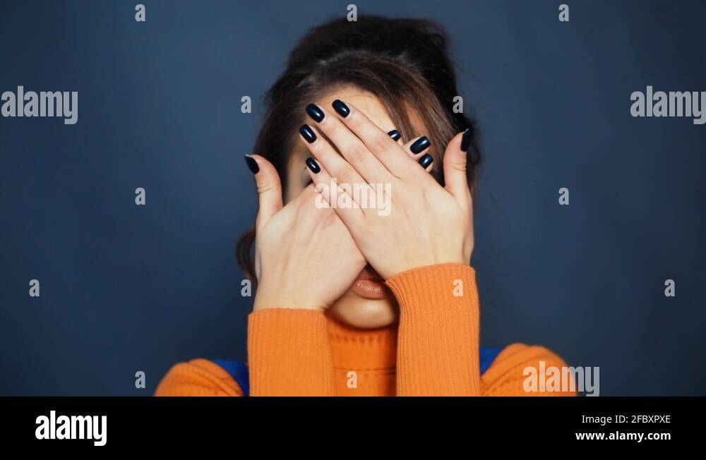 Girl with different facial expressions and facial expressions Stock