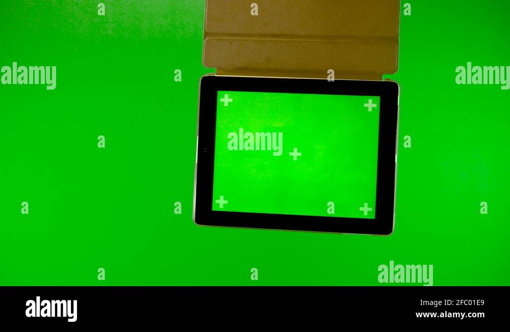green screen tablet and green background chromakey commercial device