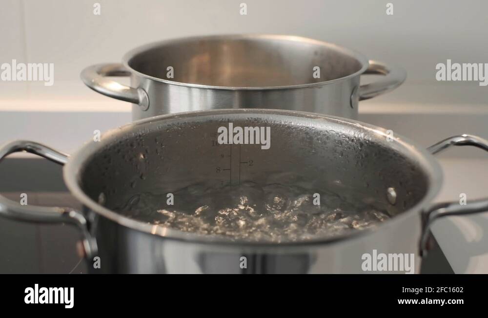 Stainless steel pot boiling water Stock Videos & Footage HD and 4K
