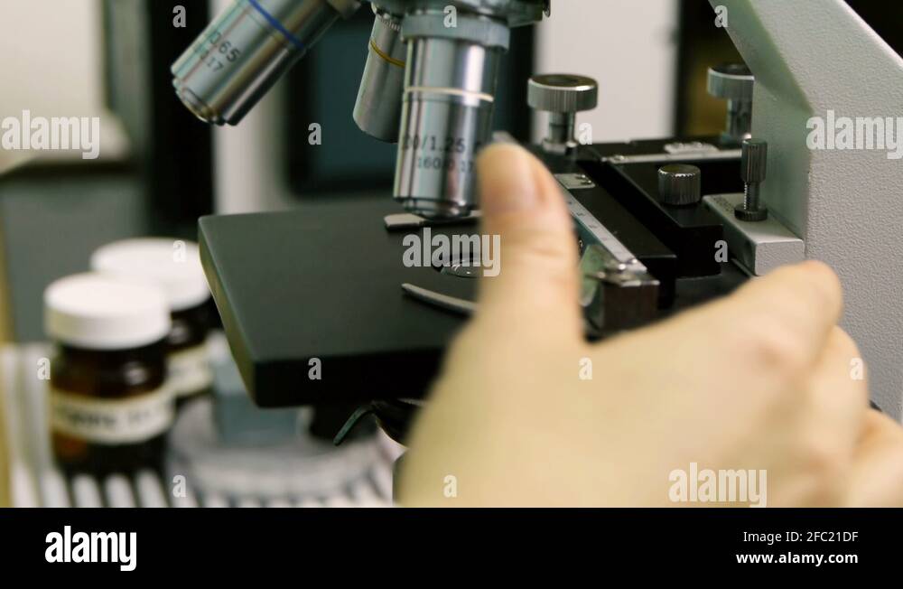 Placing Slide On Microscope (HD Stock Video Footage - Alamy