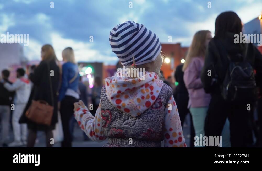 Little Girl Dancing on Street at City Festival Stock Video Footage Alamy