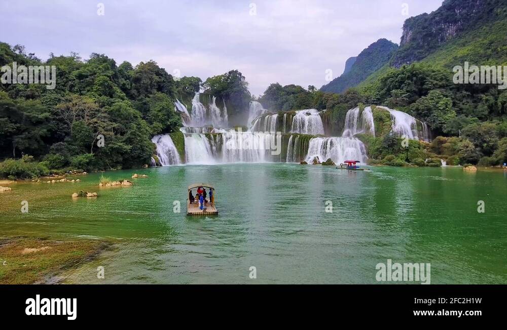 DeTian waterfalls (in Vietnamese Ban Gioc) best aerial view by drone ...
