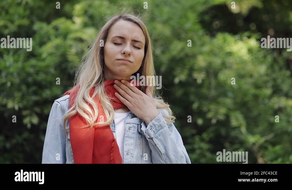 Woman sore throat scarf Stock Videos & Footage HD and 4K Video Clips