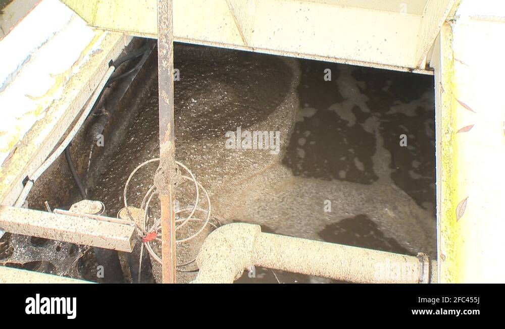 Water bubbling in aeration tanks with activated sludge for removal