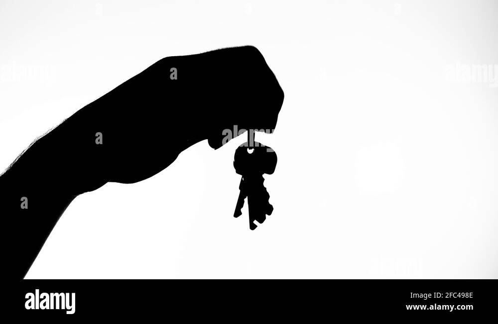 Hand Holding Keys Silhouette Black White Stock Video Footage - Alamy