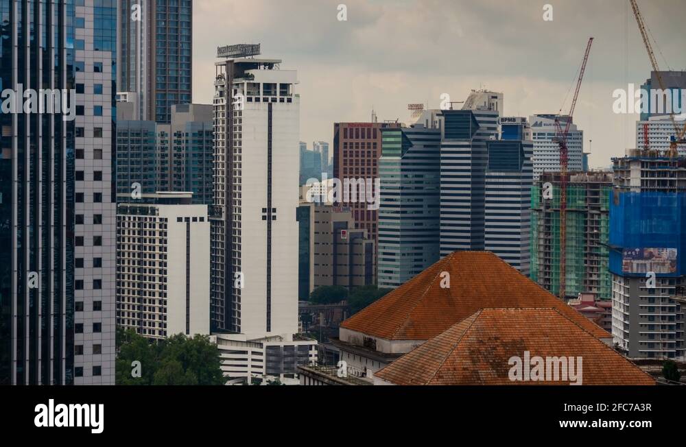 kuala lumpur center downtown rooftop panorama 4k timelapse malaysia