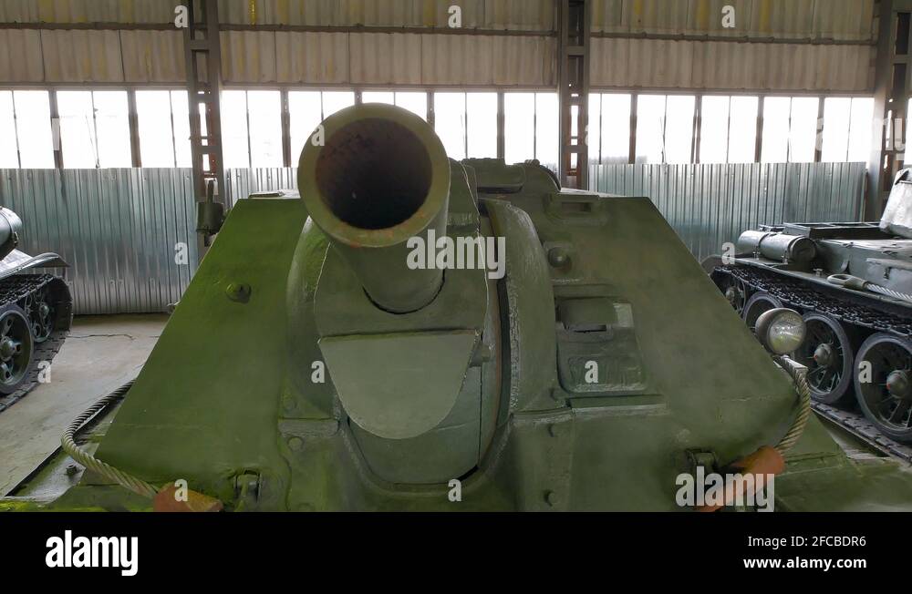 Tanks and Selfpropelled artillery mounts at the Tank Museum in Kubinka