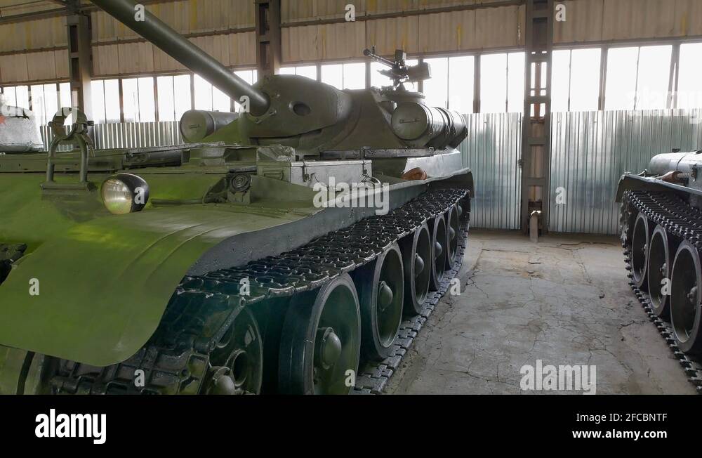 Tanks and Selfpropelled artillery mounts at the Tank Museum in Kubinka