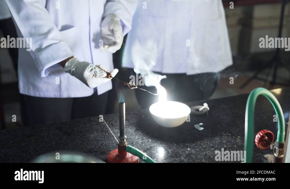 Scientists make a chemical test that results in ignition Stock Video