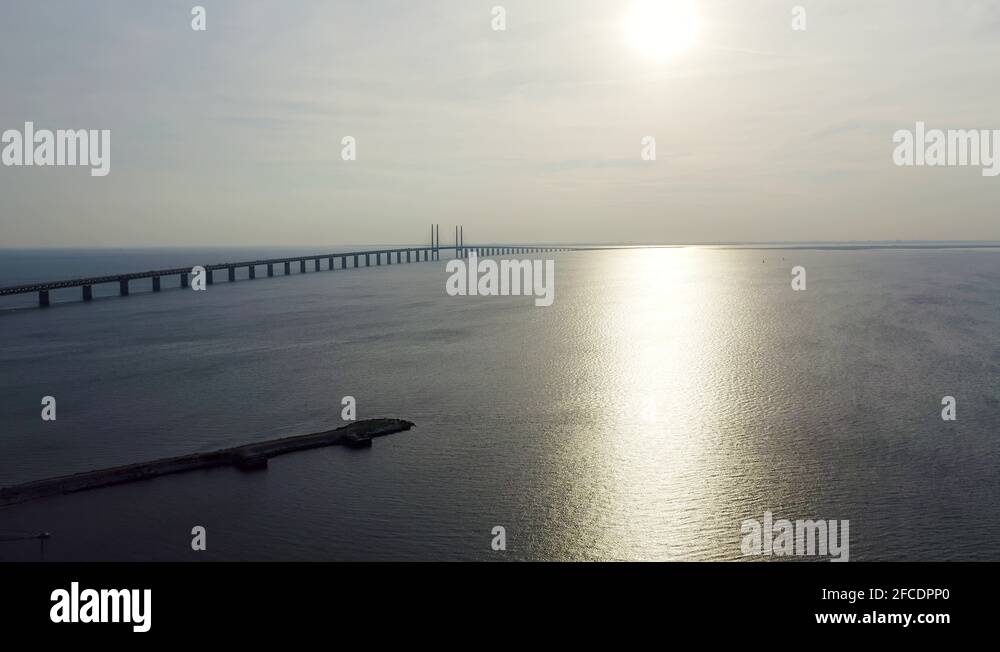 Oresund bridge. A long tunnel and bridge with an artificial island