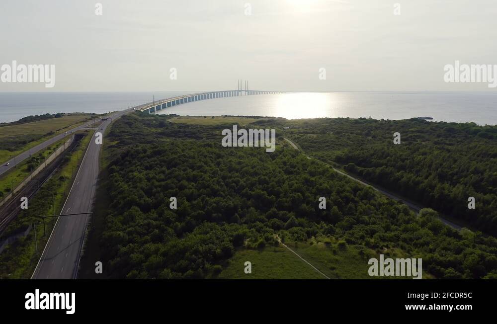 Oresund bridge. A long tunnel and bridge with an artificial island