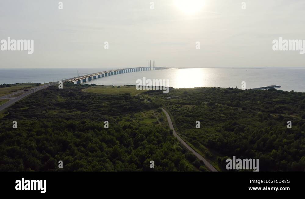 Oresund bridge. A long tunnel and bridge with an artificial island