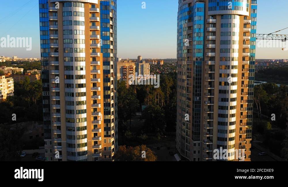 Aerial of luxury apartments under costruction in Kiev, Ukraine Stock