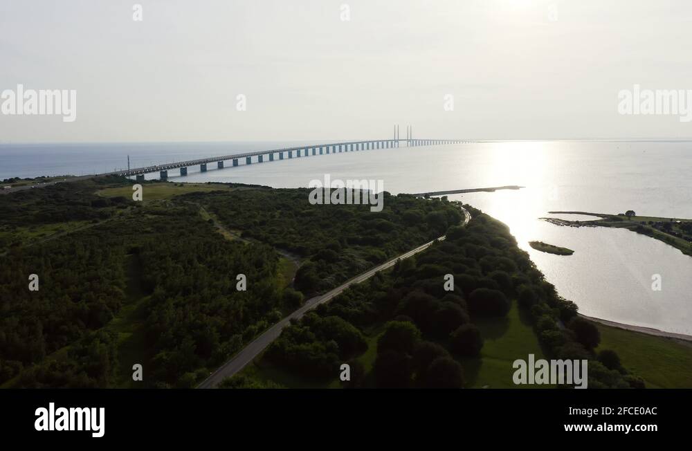 Oresund bridge. A long tunnel and bridge with an artificial island
