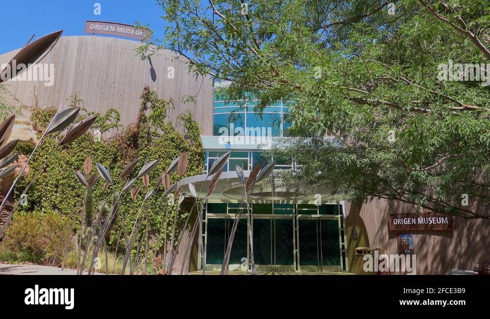 Exterior view of the Origen Museum in Springs Preserve Stock Video