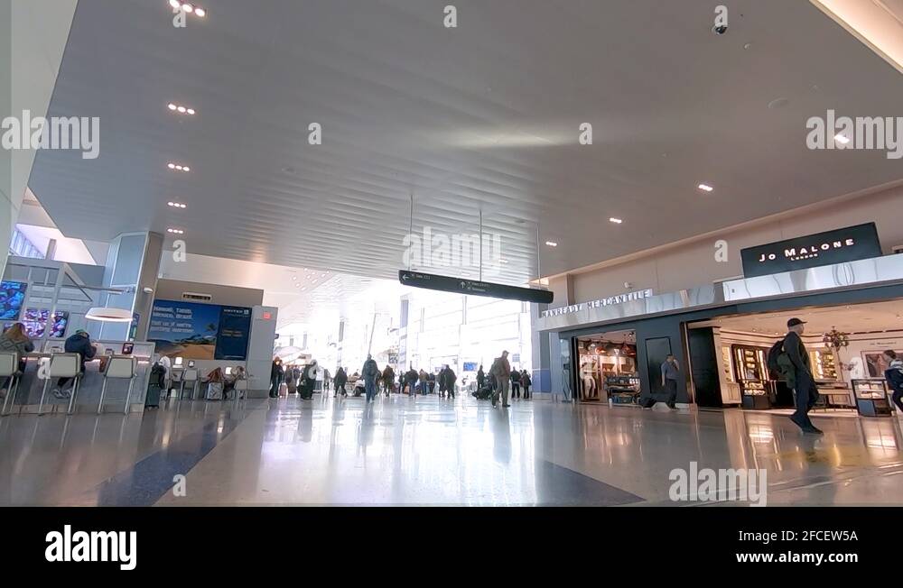 Inside of the terminal at the Houston International Airport Stock Video