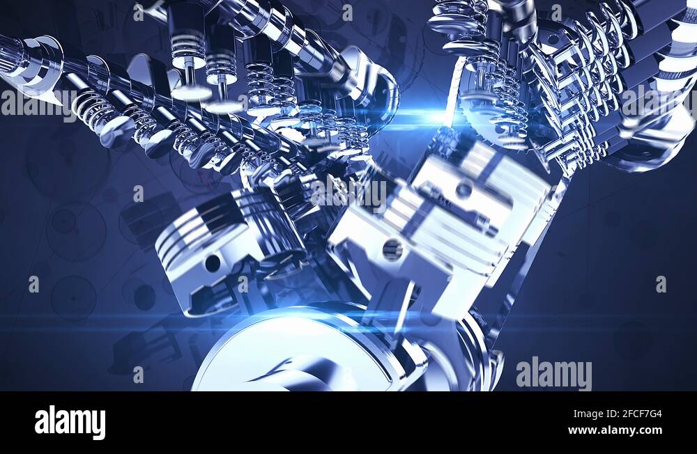 Powerful V8 Engine 3D Animation With Lens Effects Stock Video Footage ...