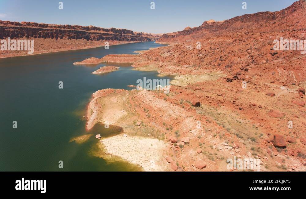 Lake Powell, Utah circa2019. Aerial view of Lake Powell. Shot from helicopter Stock Video