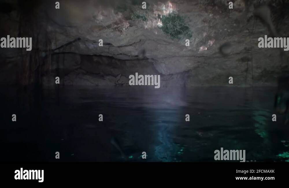 Beauty of cave in underwater Yucatan Mexico cenotes Stock Video Footage