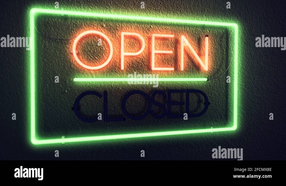 Realistic 3D render of a vivid and vibrant animated flashing neon sign