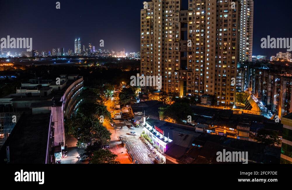 Apartment complex in front of The Imperial Towers in Mumbai, India time