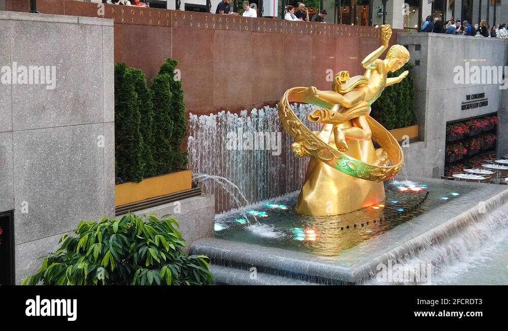 Golden statue rockefeller center ice Stock Videos & Footage HD and 4K