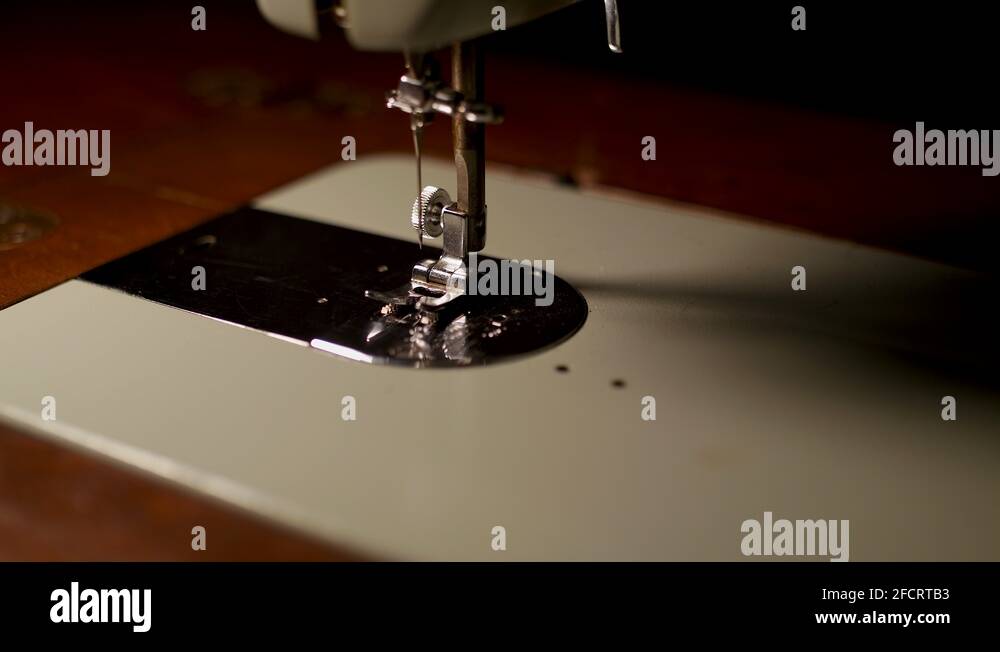An old Sears or Kenmore sewing machine, still shot of needle Stock