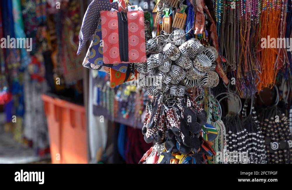 African beads at an African market in Cape Town, South Africa Stock