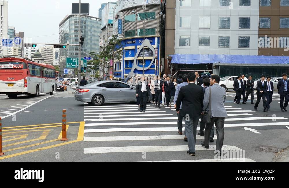 Seoul South Korea Circa People Crosswalk In Seoul Citysouth Korea