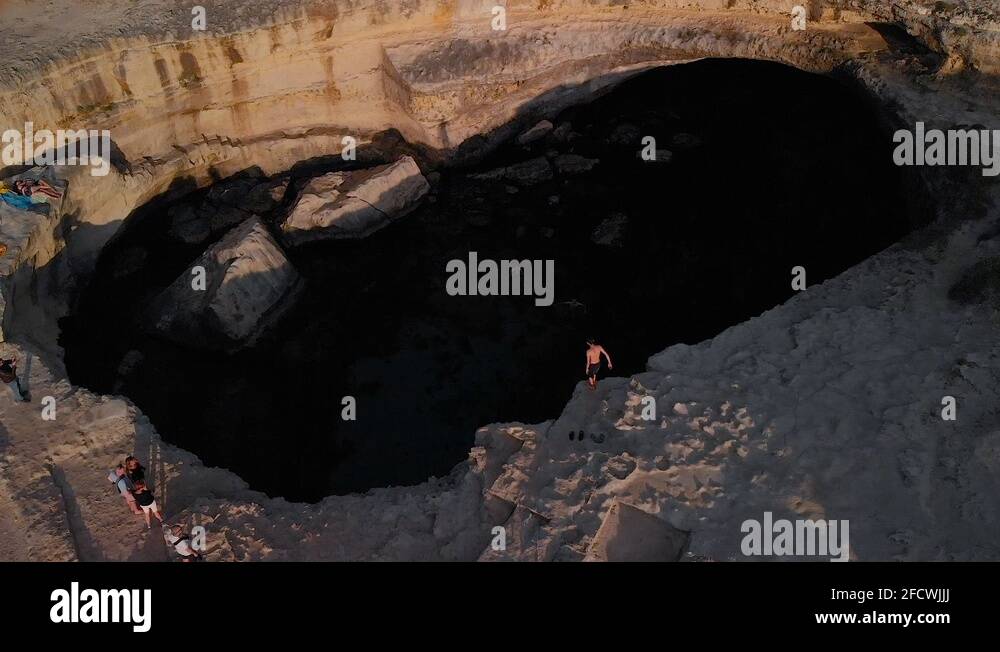 Drone footage of the Cave of Poetry (Grotta della Poesia) in Southern