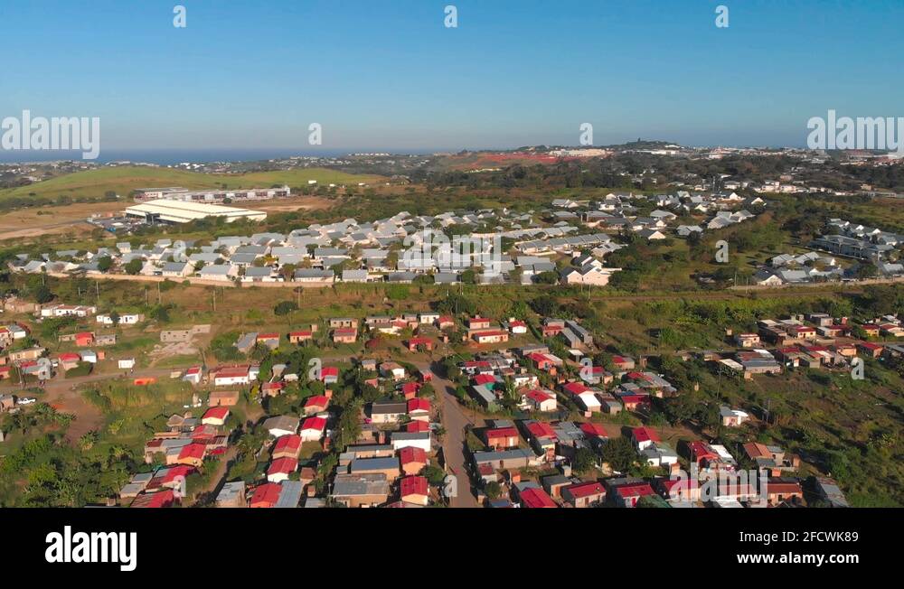 Arial view of a township, RDP houses in Shaka’s Head, near Ballito ...