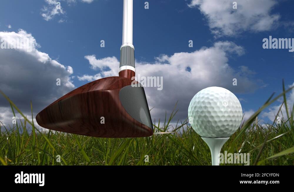 Golf ball hit off a tee Stock Video Footage Alamy