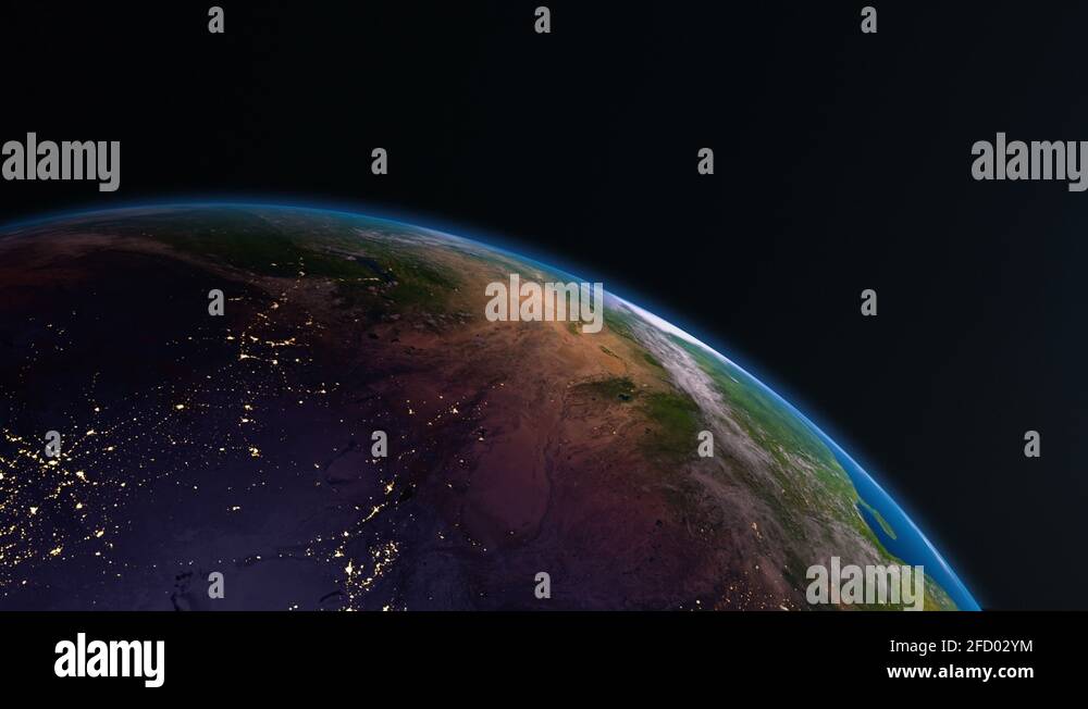 Earth view from space with night city lights. Europe Stock Video ...