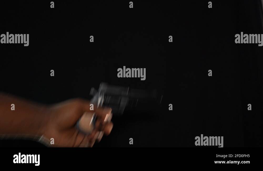 gunshot on black background smoke coming from Single Action Revolver