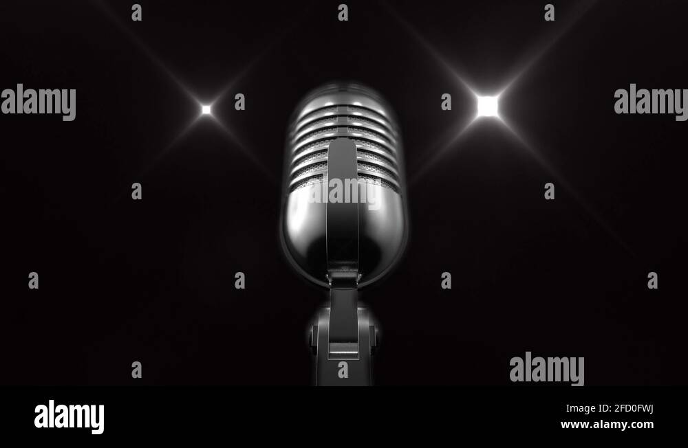 Vintage Microphone 360 Loop with Flares and an Alpha Channel Stock