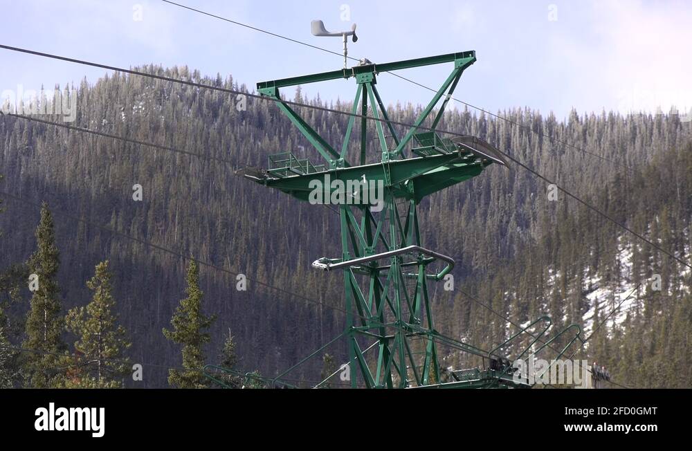 Gondola lift tower as carts go by Banff 4k Stock Video Footage Alamy