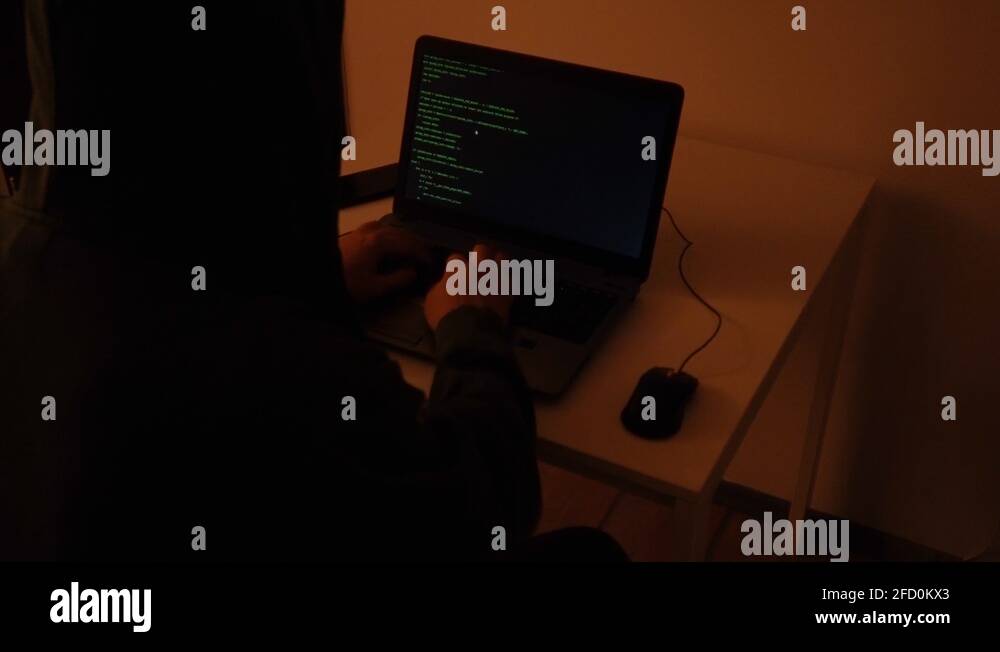 Developer coding the first artificial intelligence on laptop Stock ...