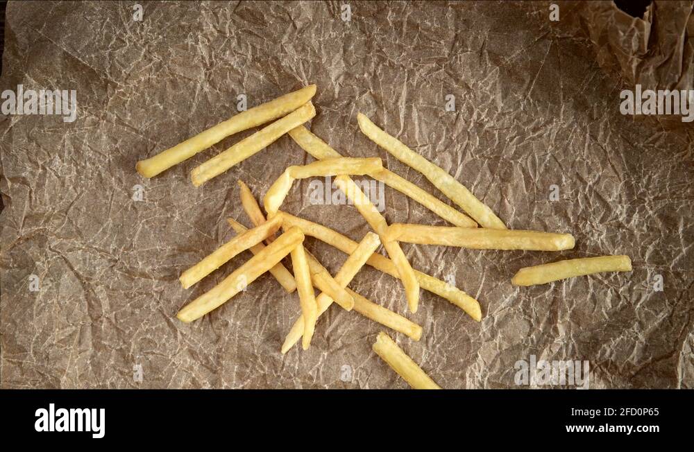 french fries, word chips, appearing on paper, stop motion animation Stock Video Footage Alamy