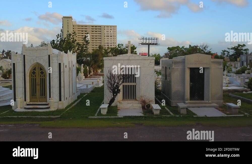 Cemetery in Isla Verde, Puerto Rico after Hurricane Maria Stock Video