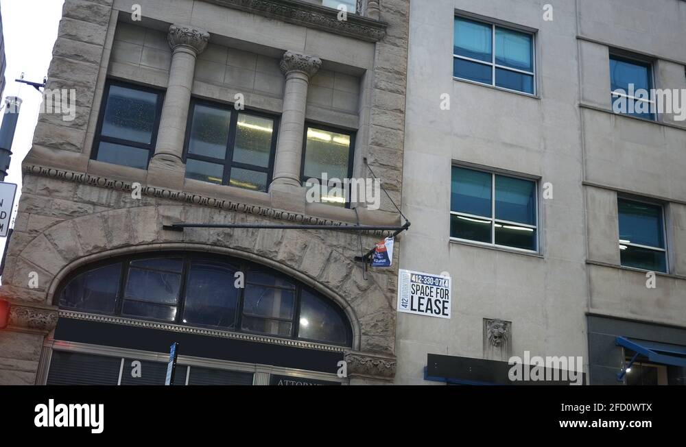 Locked down of office buildings second story window in downtown ...