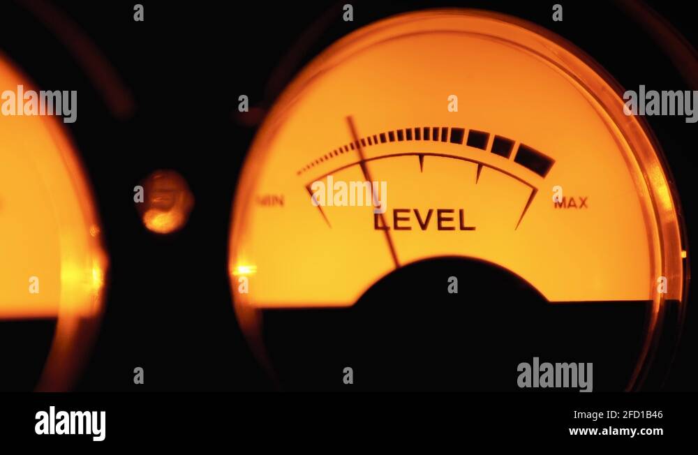 Analog Vintage Dial Indicator of Sound Signal Level. VU meters. Classic Vintage Stock Video