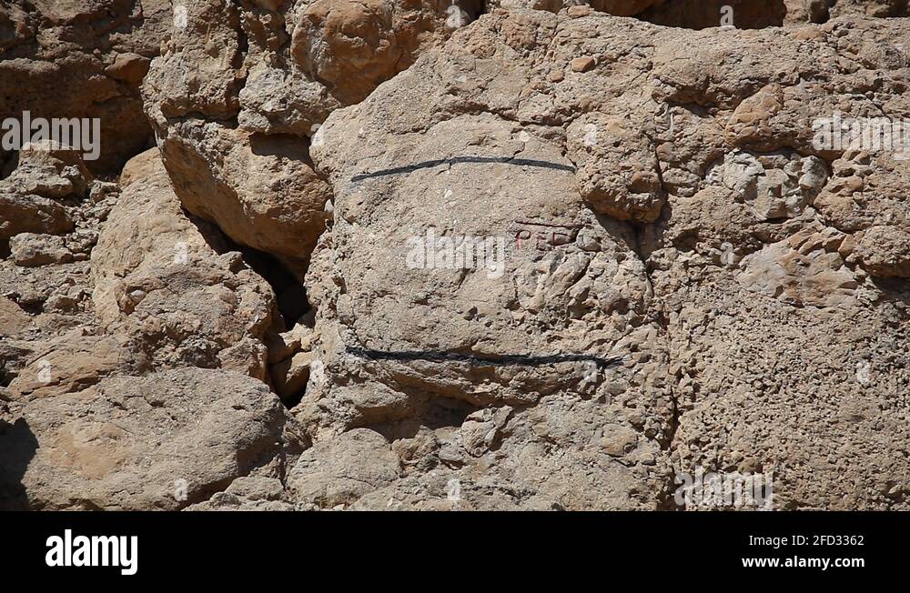 The Palestine Exploration Fund rock, Dead Sea water level early 20th century Stock Video Footage