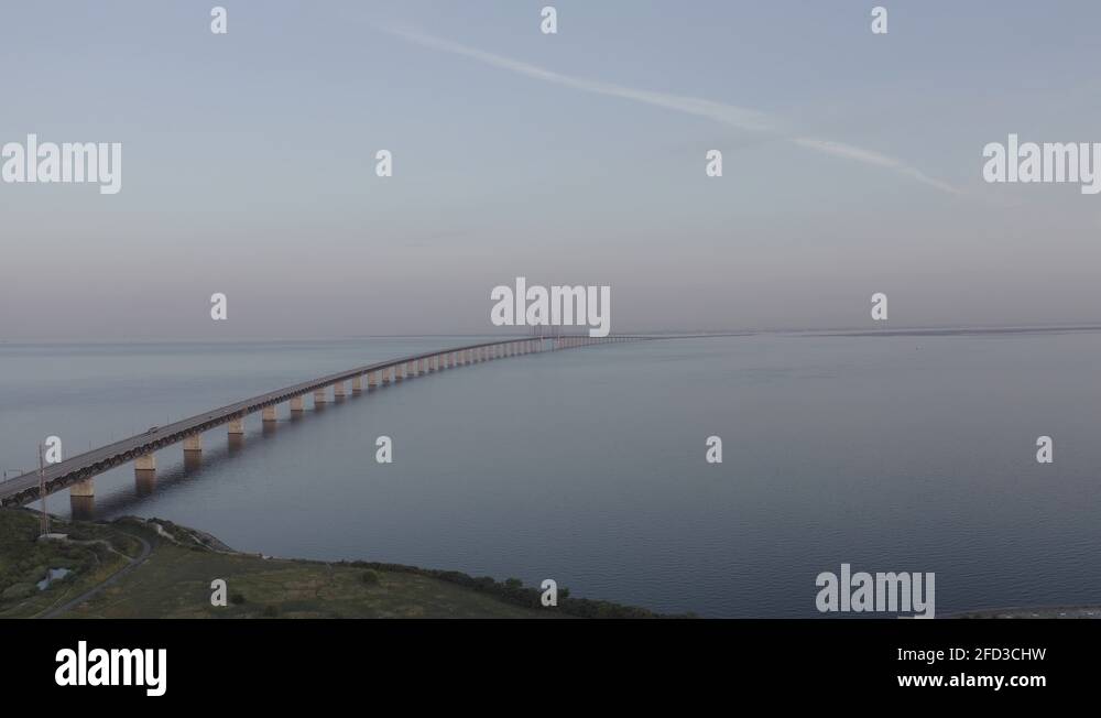 DLog. Oresund bridge. A long tunnel bridge with an artificial island