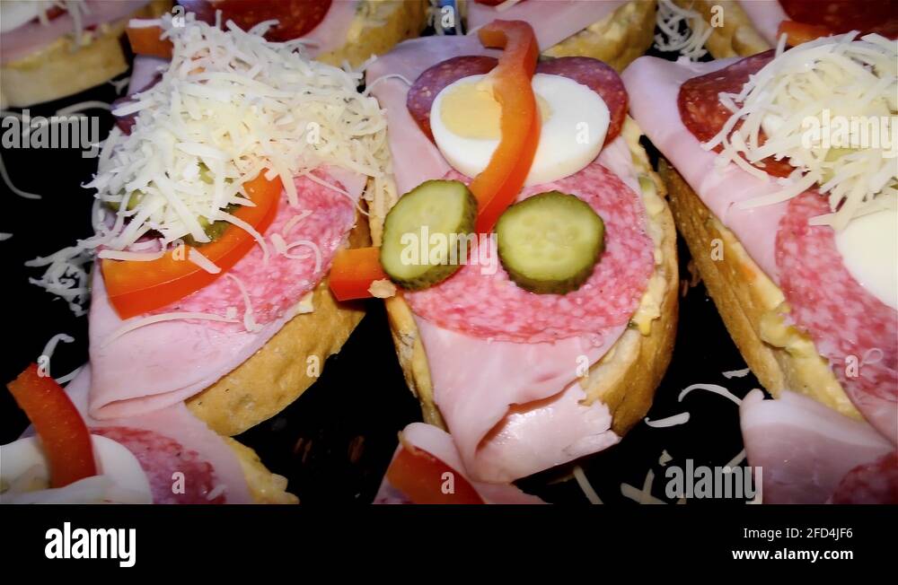 Homemade Czech Sandwich with Egg and Salami, Ham… ( Obložené Chlebíčky