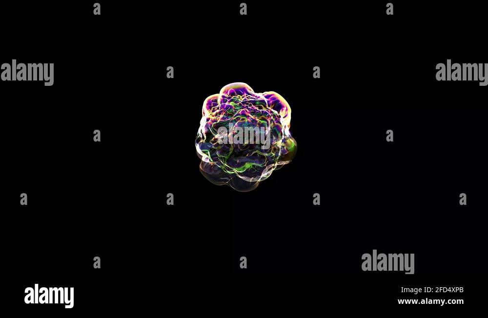 Realistic animation of a soap water bubble with black background with ...