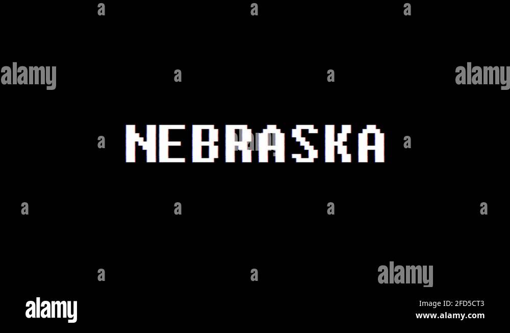 Nebraska State Name Text Glitch Effect Animation Stock Video Footage