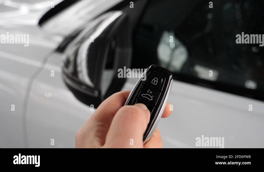 Car Lock and Unlock with luxury key and Flashing Lights Stock Video