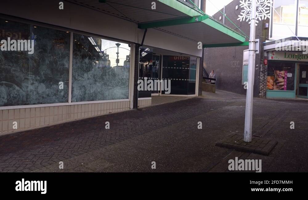 A high street in decline, abandoned, closed shops in Longton high